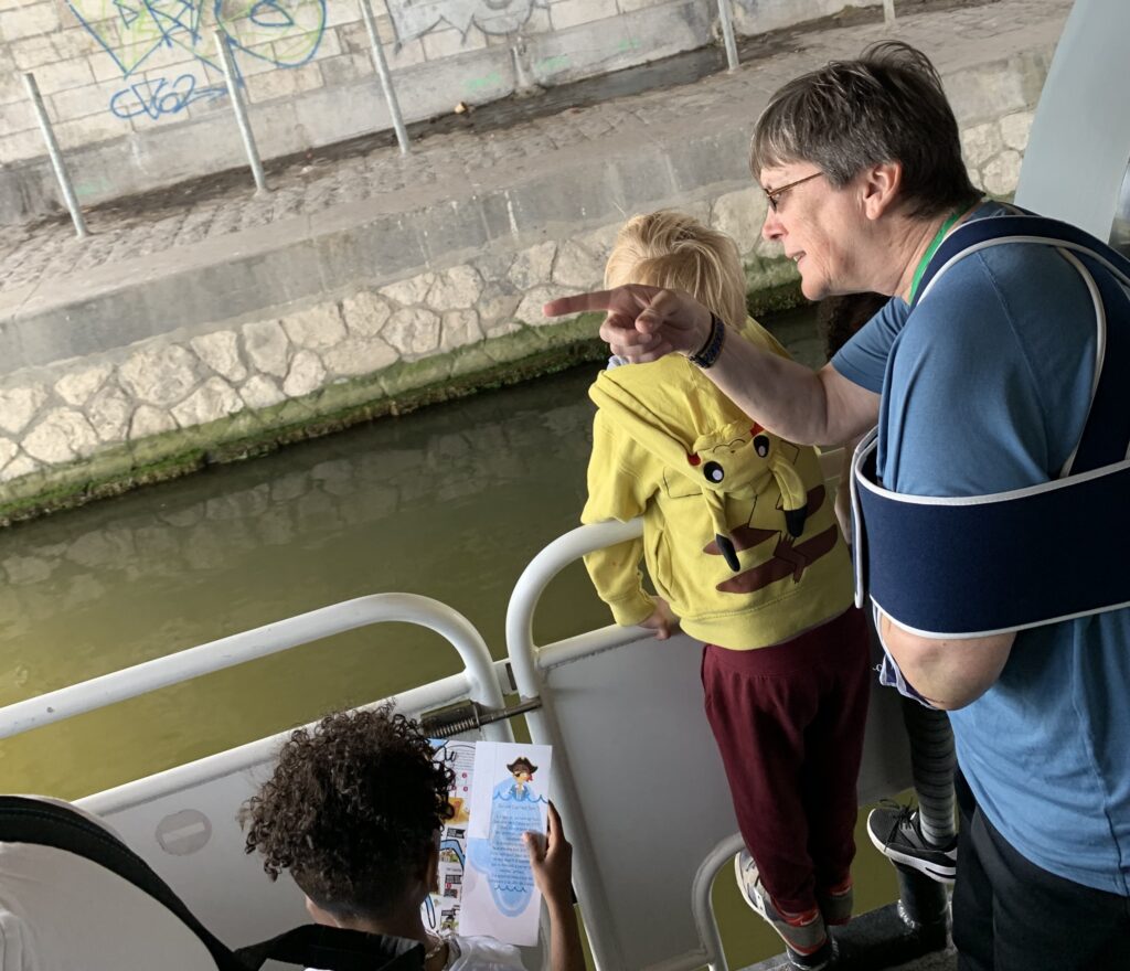 Kathy Howell didn't let an arm injury stop her from taking the children from Maria Skobtsova House on a public transit boat adventure through Calais. Photo provided.