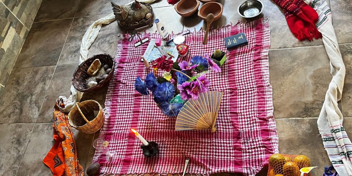 ​A centerpiece created by women attending the women's conference. Each item was placed by the women present