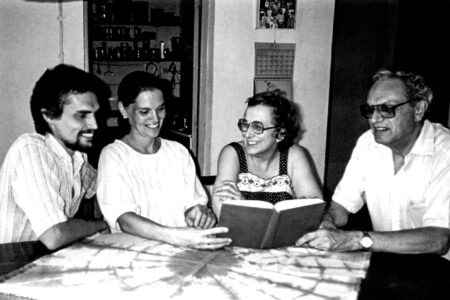 ​Wilma Shank (center) enjoys fellowship with James and Jeanette Krabill