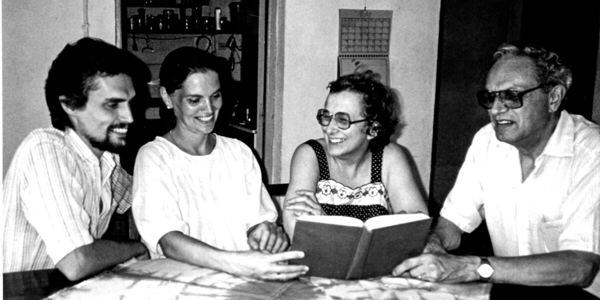 ​Wilma Shank (center) enjoys fellowship with James and Jeanette Krabill