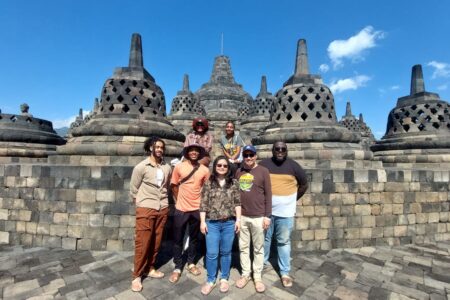 ​The 2023 Youth Venture Indonesia team (left to right). Back row: Portia Stokes and Zahria Elliott. Front row: Kanaan Graham