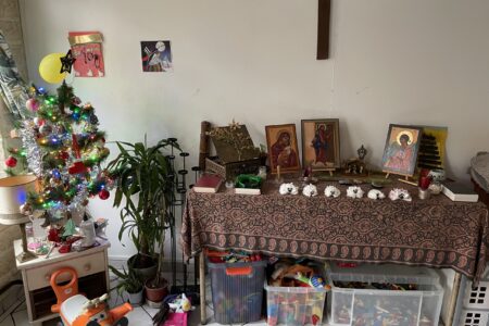 ​The residents of Maria Skobtsova House added a Christmas touch to the alter where they gather for prayer several times daily. Photographer: Joseph Givens.