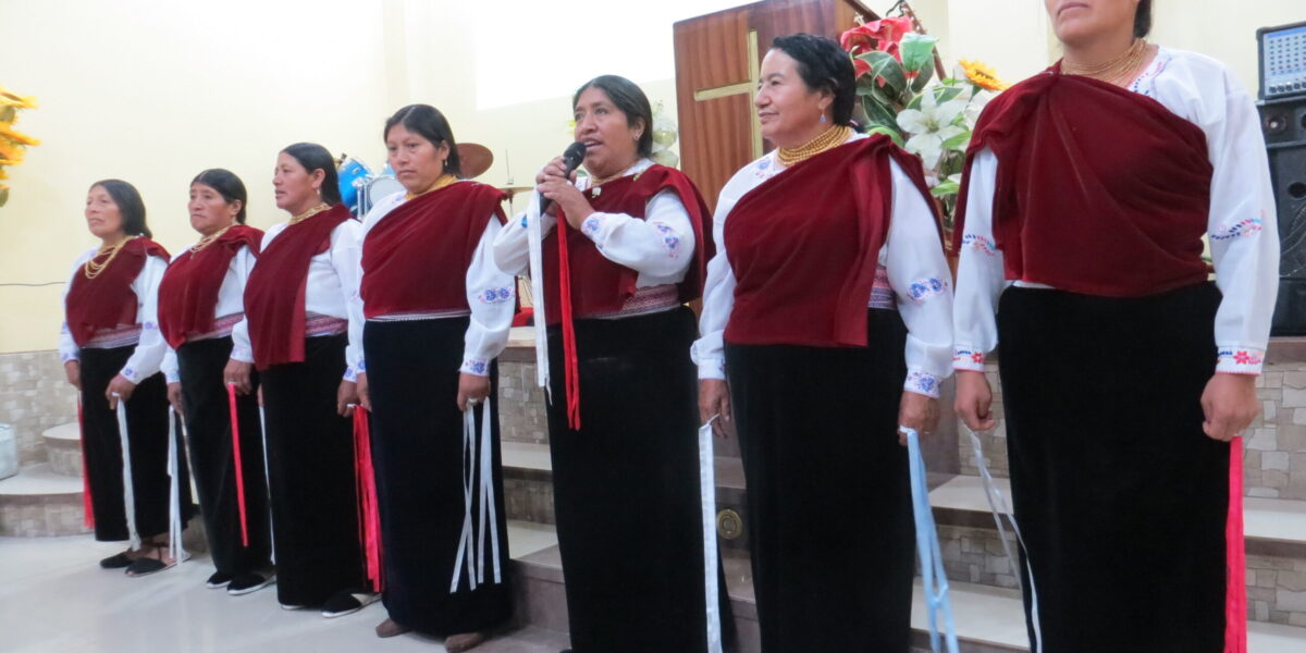 A choral group of women perform at an event celebrating 30 years of Anabaptist presence in Ecuador. The event was attended by Mennonites from the two Mennonite denominations in Ecuador