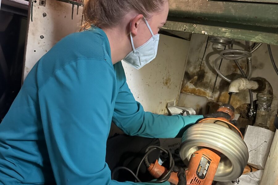 Tucson MVSer Hannah Lehman does home repairs on the job with Community Home Repair Projects of Arizona. Its goal is to help alleviate the effects of poverty by providing home repair services to low-income people of diverse backgrounds.