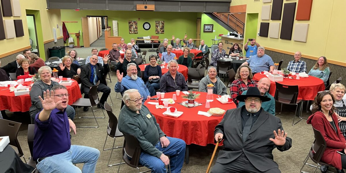 A large group turned out for the pie auction fundraising event at Smithville Mennonite Church (SMC)