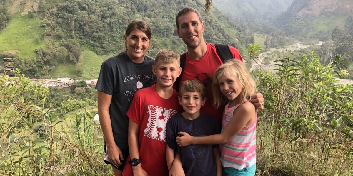 DeeDee and Mark Landes and family hike in Ibagué