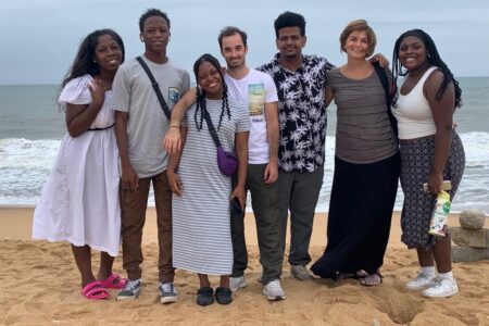 Youth Venture group on a beach