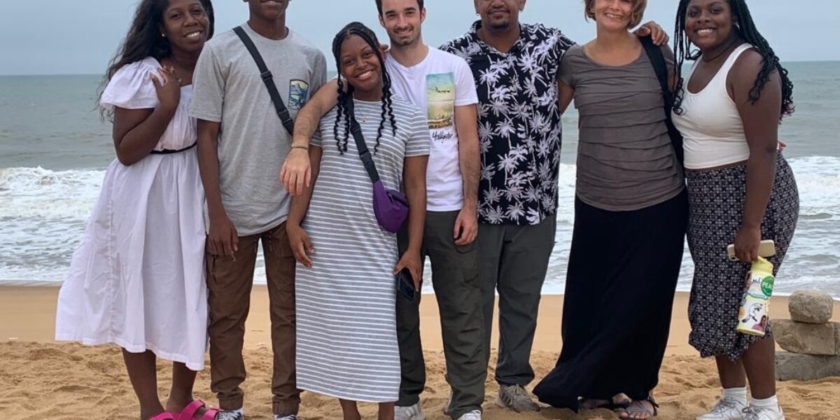 Youth Venture group on a beach